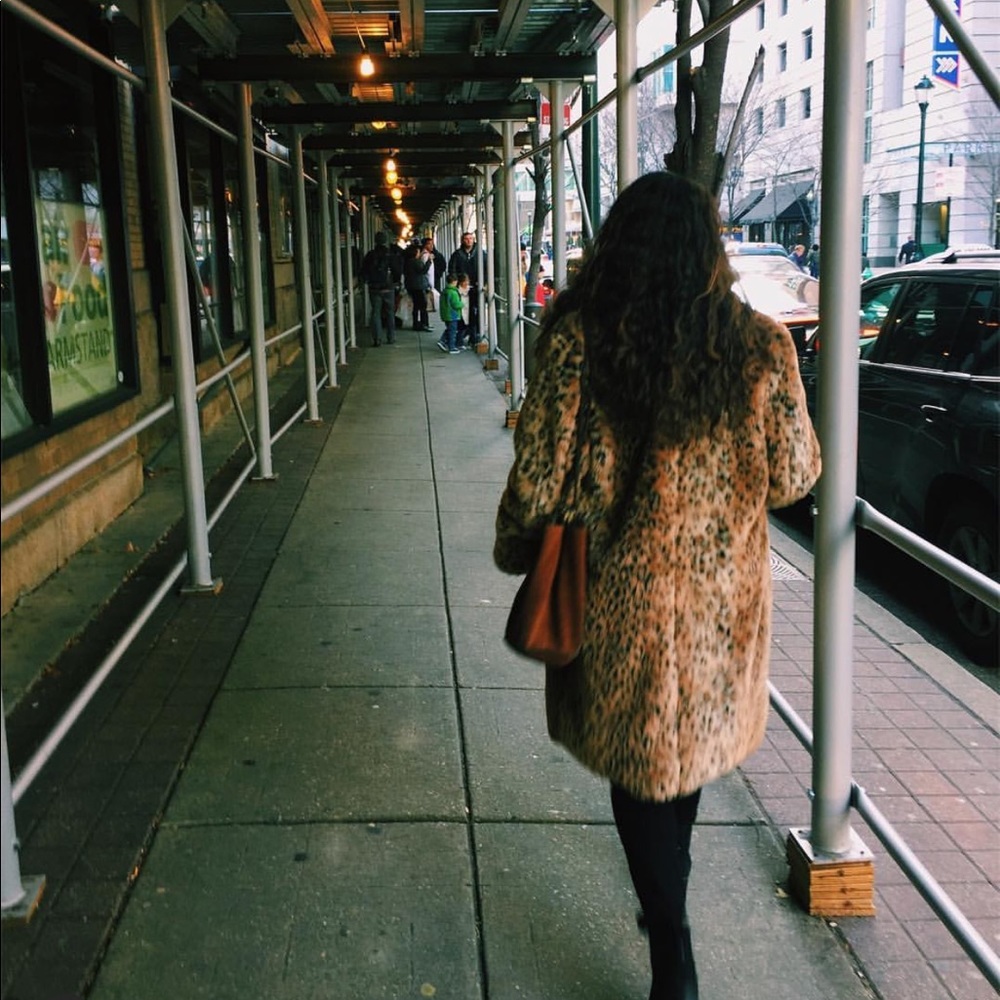 Long furry cheetah jacket
